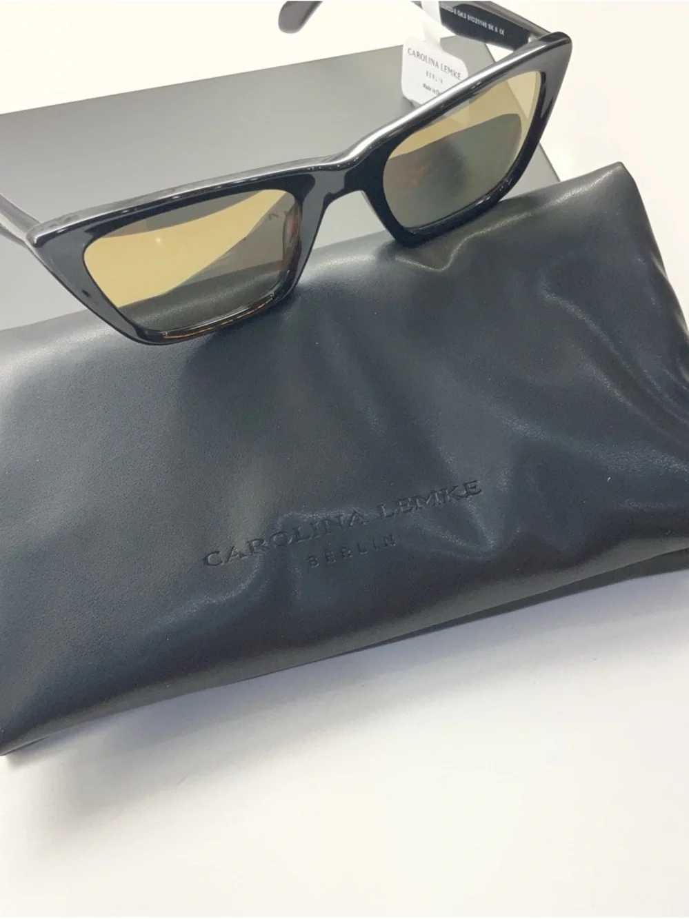 Black Cat-Eye Women’s Sunglasses with Yellow-Tinted Lenses